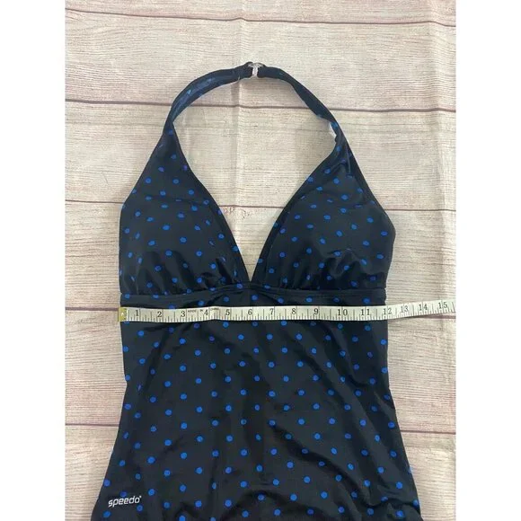 Speedo Women's Blue Polka Dot One Piece Swim Suit - 10 - Picture 7 of 12
